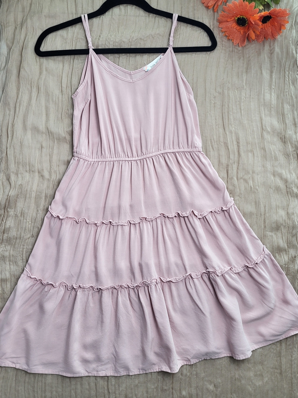 Women' Blush Pink Tiered Sundress, Size Xs
